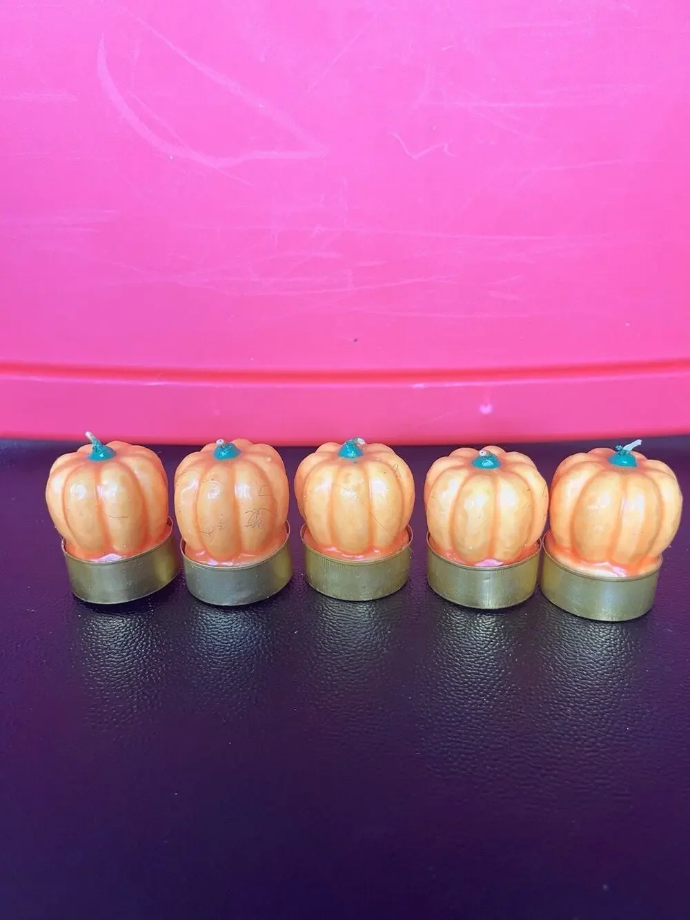 Vintage Set Of Unused Wax Candle, Pumpkins, Halloween Thanksgiving, Tea Light
